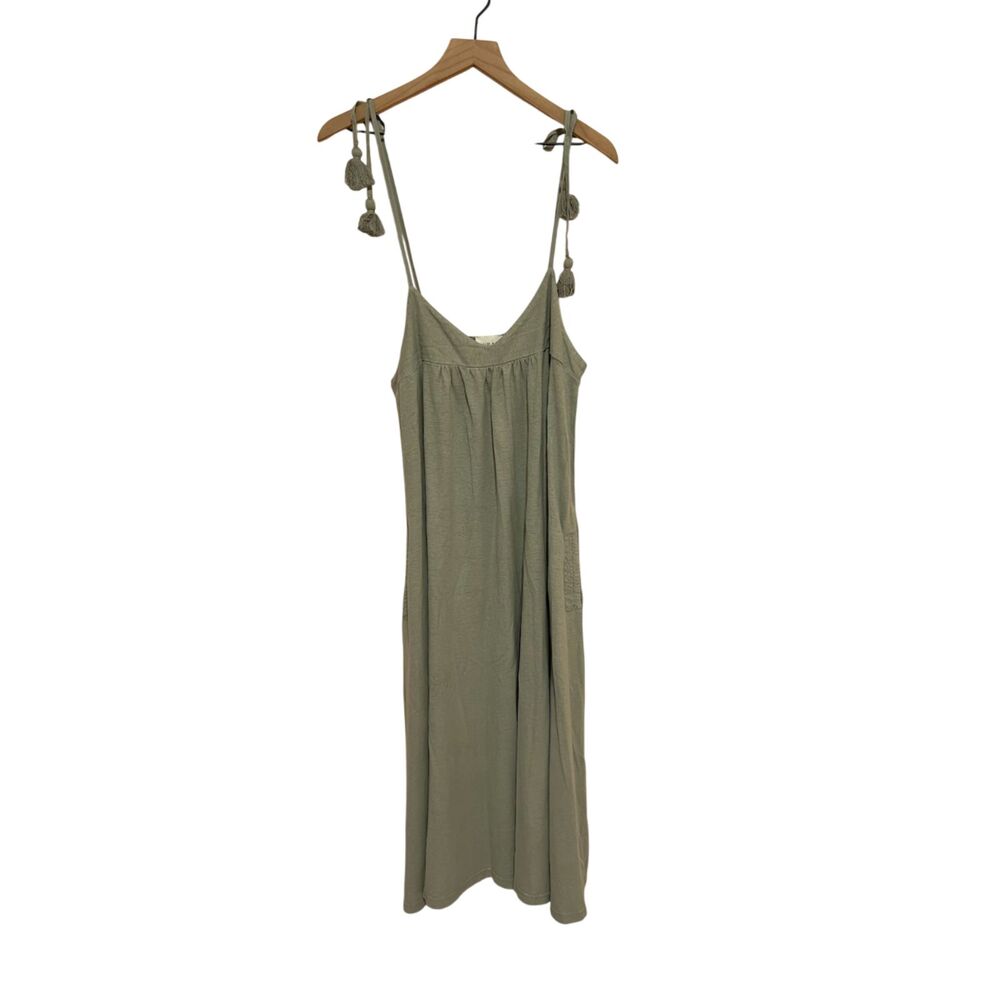 NWT Wrap London Organic Cotton Hemp Maxi Dress Soft Sage Women's 8